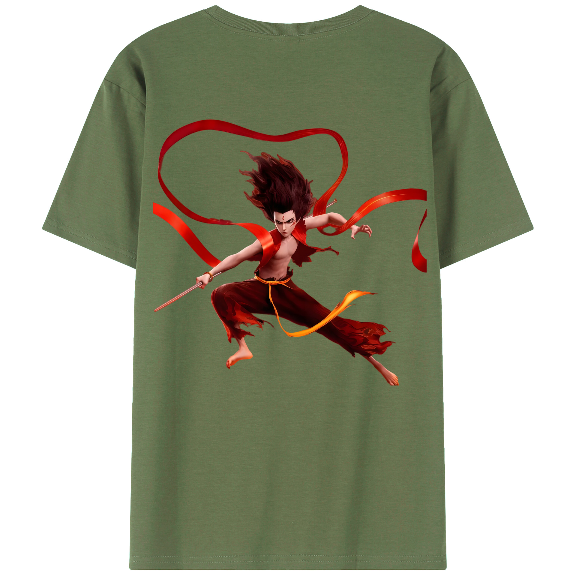 （画像用） Ne Zha 2 ナタ 魔童の大暴れ 綿100％ メンズ半袖Tシャツ（バックプリント） 通気性